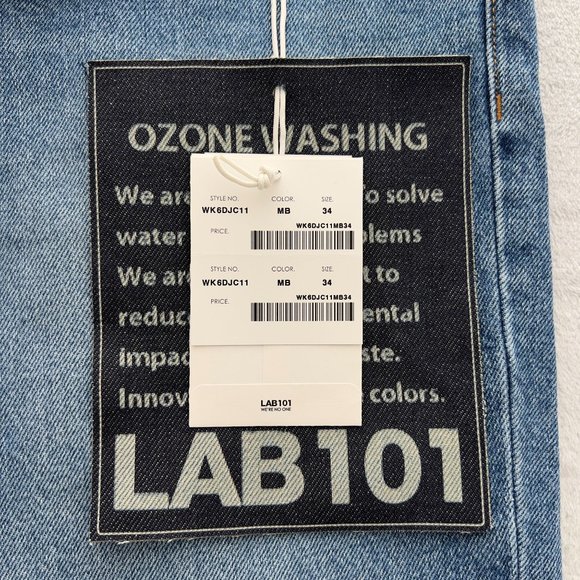 New - Lab 101 - John Crop Ozone Stone Slim Straight Denim Jean - Size 34 (36x29) - Picture 7 of 11